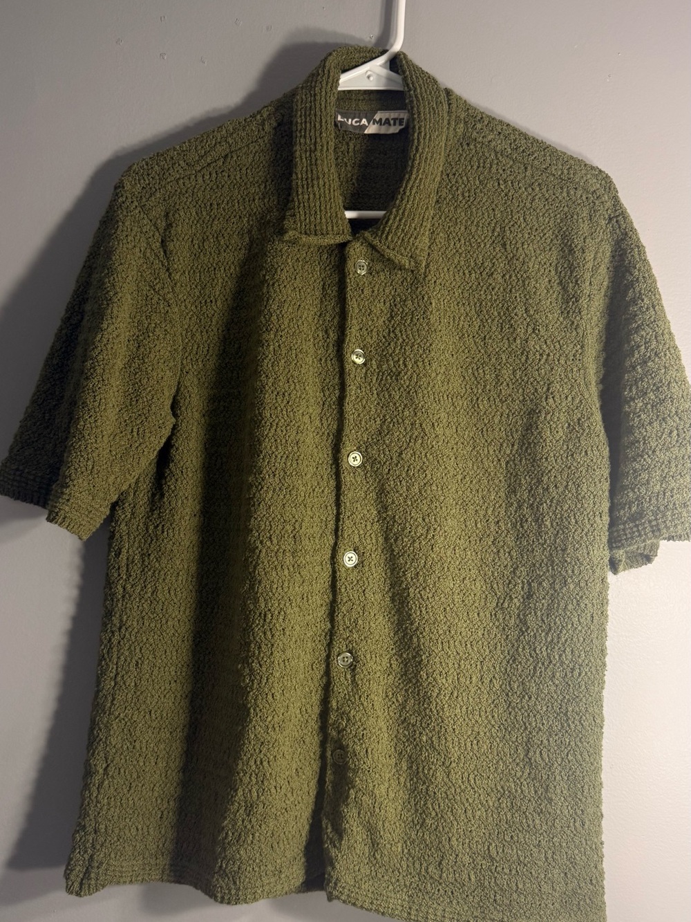 Unbranded Olive Green Short-Sleeve Button-Up Shirt